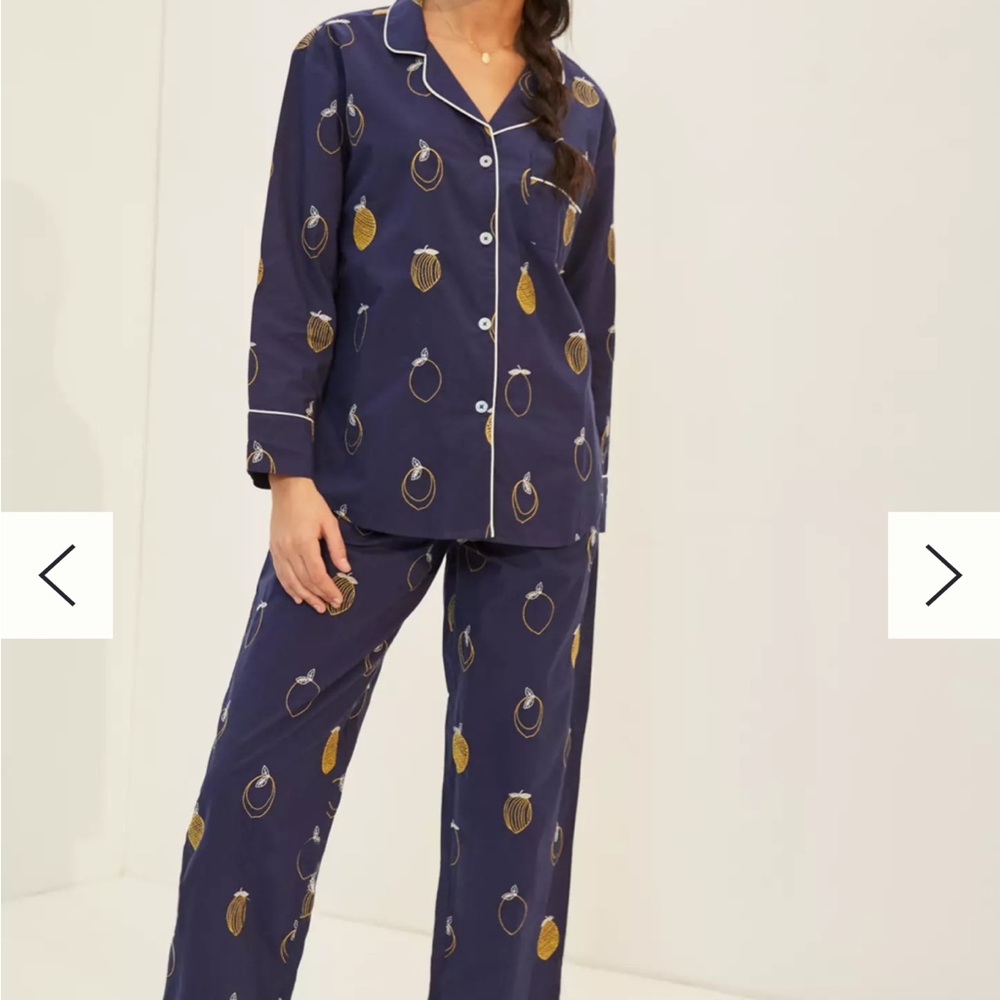 Printfresh Navy and Yellow Lemon Print Pajama Set